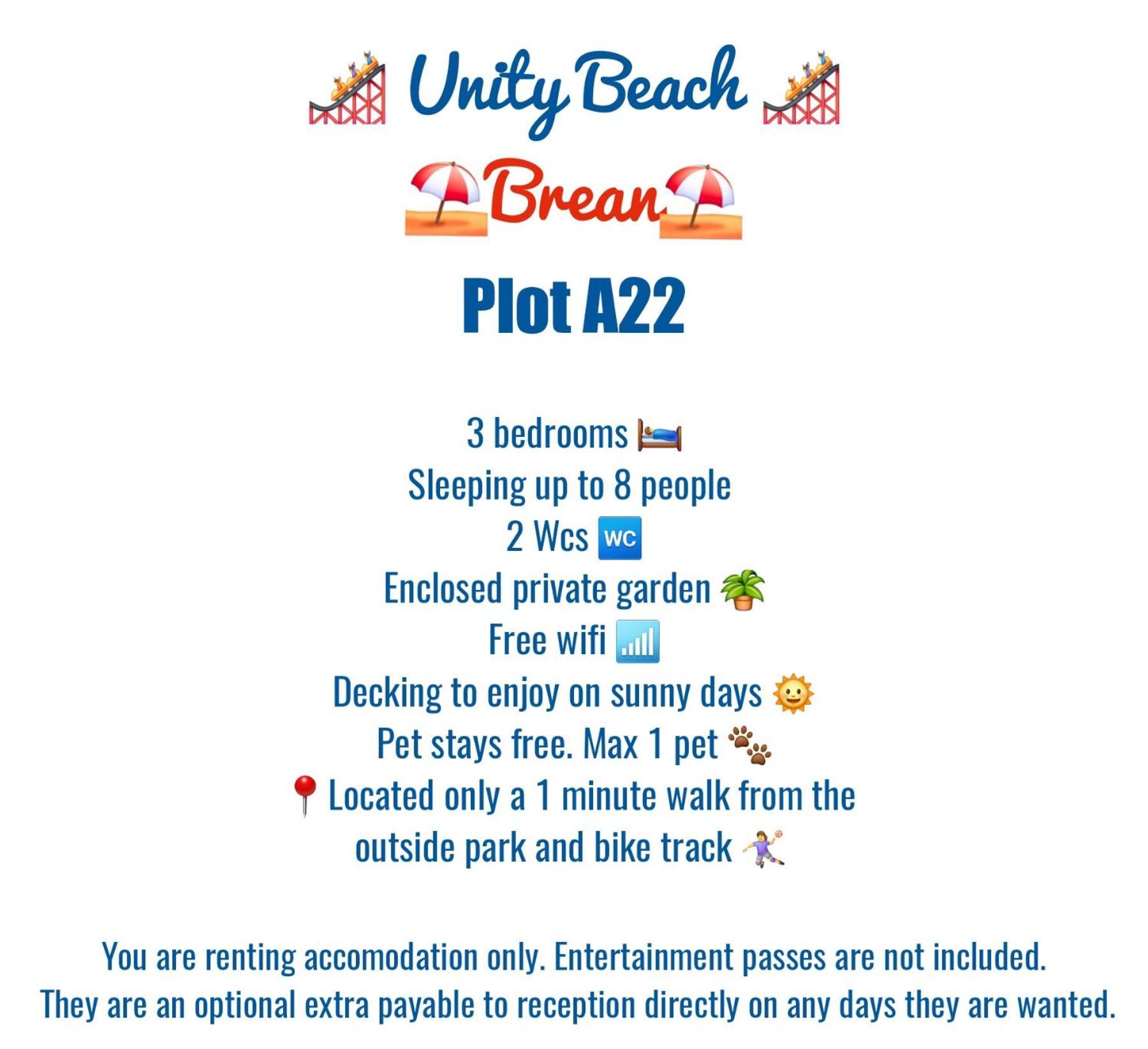 A22 Unity Beach Holiday Resort Unity Brean Sleeps 8 People 3 Bedrooms 1 Pet Stays Free Berrow Kültér fotó